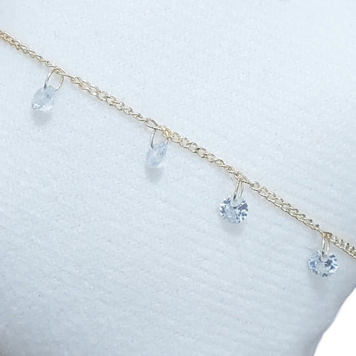 Pulseira Com Pingentes Pedra Zirconia Banho Ouro 18k Garanti