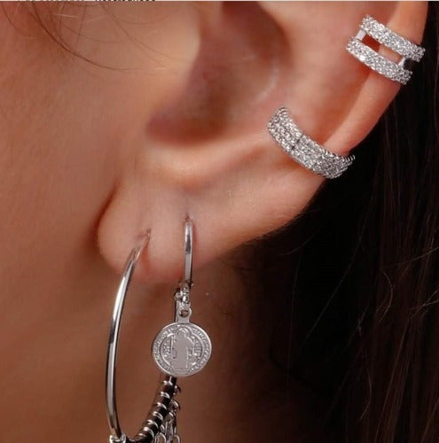 Piercing Argola Fake Falso Dourado Ou Prata Pedra Zirconia