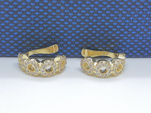 Piercing Argola Falso Fake Dourado Pedra Zirconia Semi Joia