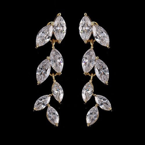 Brinco Noiva Zirconia Dourado Festa Debutante Pendurado