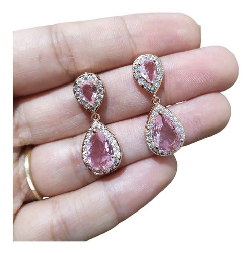 Brinco Noiva Pedra Zirconia Dourado Ou Prata Gota Debutante