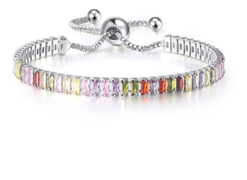 Pulseira Bracelete Pedra Zircônia Retangular Noiva Debutante