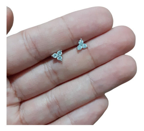 Brinco Pedra Zirconia 2 Furo Noiva Infantil Ponto De Luz Par