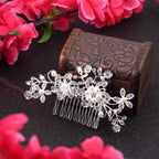 Arranjo Enfeite Cabelo Noiva Prata Strass Perola Barato