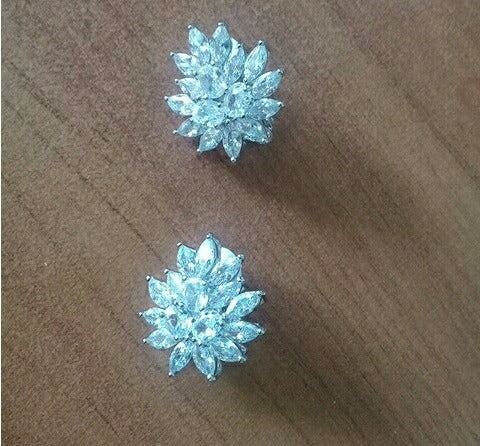 Brinco De Pressão Com Zirconia Noiva Casamento Prata Fixo