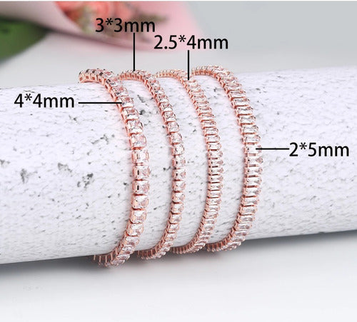 Pulseira Bracelete Dourada Rosê Com Zircônia Noiva Debutante