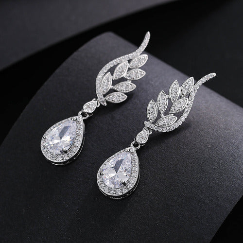 Brinco Noiva Pedra Zirconia Prata Gota Debutante Festa
