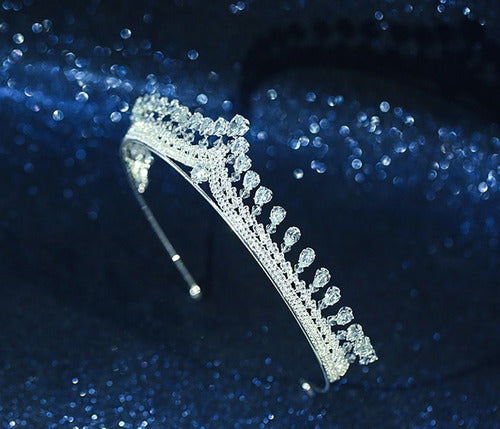 Conjunto Coroa E Brinco Strass E Zirconia Noiva Prata Gota
