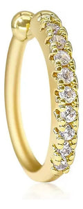 Piercing Argola Falso Fake Pedra Zirconia Folheado 8 Mm - Dourado