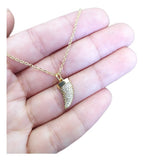 Colar Dente De Tigre Pedra Zirconia Dourado Chifre