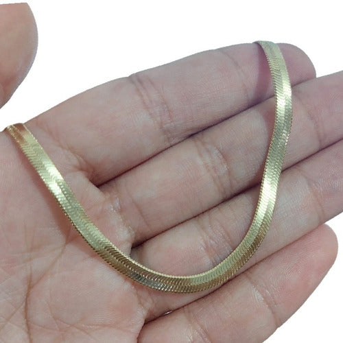 Colar Chocker Fita Malha Laminada Banhado Ouro Com Garantia