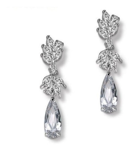 Brinco Noiva Zirconia Gota Prata Festa Madrinha Formatura