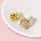 Brinco Ear Cuff  Pedra Zirconia Banhado Ouro Meia Argola Lux
