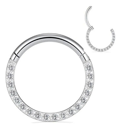 Piercing Argola 100% Titânio Septo Daith Pedra Zircônia 8 10
