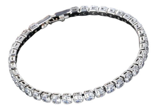 Pulseira Bracelete Prata Com Zircônia Noiva Debutante