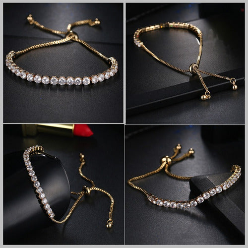 Pulseira Bracelete Dourada Pedra Zircônia Noiva Debutante