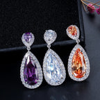 Brinco Pedra Zirconia Prata Festa Gota Vermelho Debutante