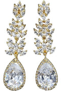 Brinco Noiva Zirconia Dourado Pendurado Festa Debutante Luxo
