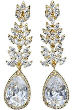 Brinco Noiva Zirconia Dourado Pendurado Festa Debutante Luxo