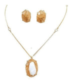 Conjunto Colar E Brinco Zirconia Fusion Tifann Oval Grande