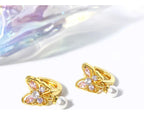 Brinco Pérola Argola F Ouro 18k Dourado Pedra Zirconia Peque