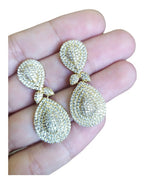 Brinco Noiva Zirconia Dourado Pendurado Festa Debutante Gota