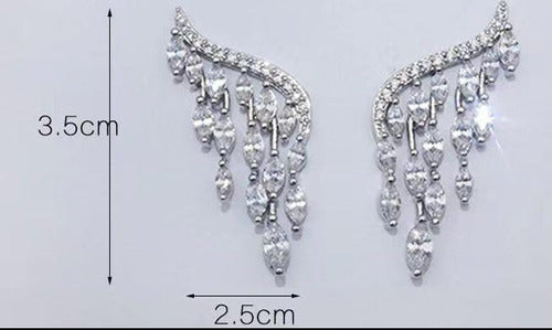 Brinco Ear Cuff Noiva Pedra Zirconia Debutante Prata Festa