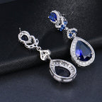 Brinco Noiva Pedra Zirconia Prata Azul Festa Luxo Debutante