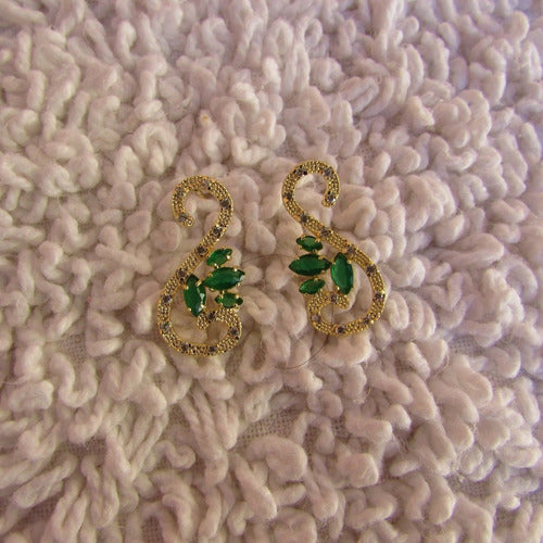 Brinco Dourado Noiva Pedra Zirconia Verde Azul Preto Festa