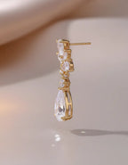 Brinco Noiva Dourado Zirconia Pendurado Debutante Luxo Gota Dourado