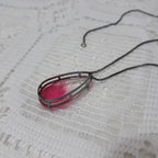 Colar Gota Grande Zirconia Rosa Degradê Rodio Negro Rainbow