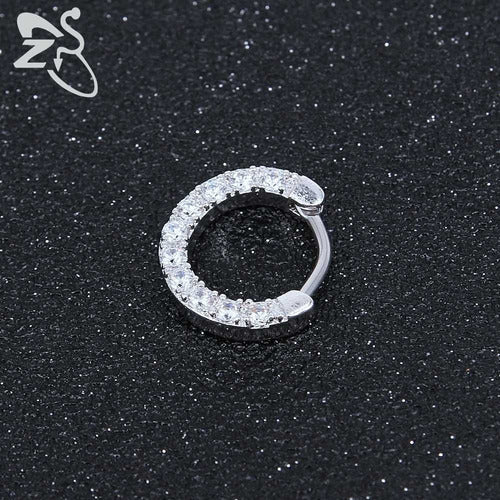 Piercing Nariz Septo Prata Pedra Zirconia Daith Aço 10 Mm