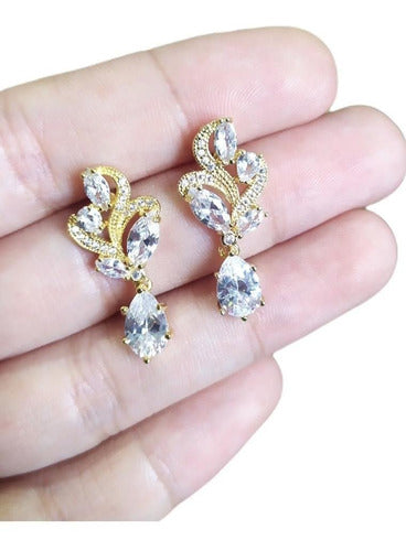 Brinco Noiva Zirconia Prata Ou Dourado Festa Formatura Luxo
