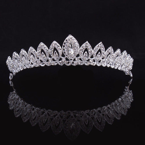 Coroa Tiara Cabelo Noiva Strass Prata Luxo Debutante