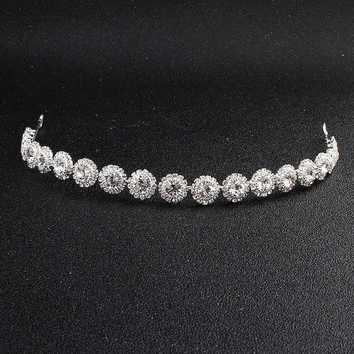 Tiara Enfeite Testeira Cabelo Noiva Dama Prata Strass Barato