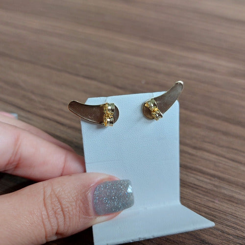 Brinco Ear Cuff Franja Noiva Pedra Zirconia Dourado Festa