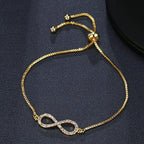 Pulseira Prata Ou Dourada Zircônia Noiva Debutante Infinito