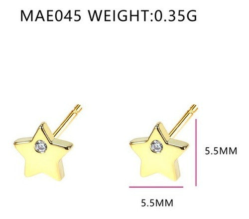 Brinco Pedra Zirconia Estrela 2 Furo Daminha Infantil 5 Mm