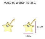 Brinco Pedra Zirconia Estrela 2 Furo Daminha Infantil 5 Mm