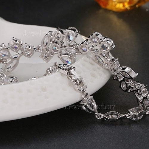 Pulseira Bracelete Prata Com Zircônia Noiva Debutante