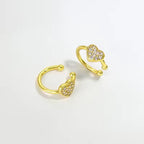 Piercing Argola Falso Fake Dourado Pedra Zirconia Coração