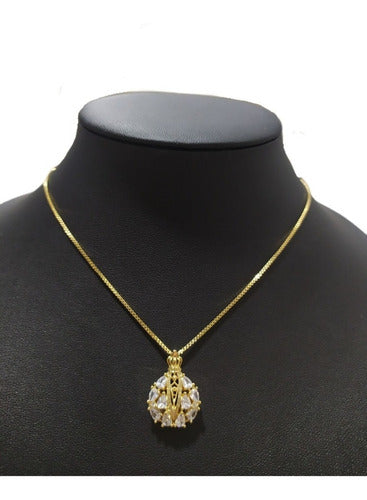 Colar Ns Aparecida Pedra Zirconia Semijoia Folheado Ouro 18k