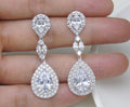 Brinco Noiva Zirconia Prata Formatura Debutante Gota Grande