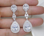 Brinco Noiva Zirconia Prata Formatura Debutante Gota Grande