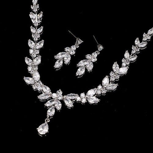 Colar E Brinco Noiva Zircônia Prata Festa Debutante Luxo