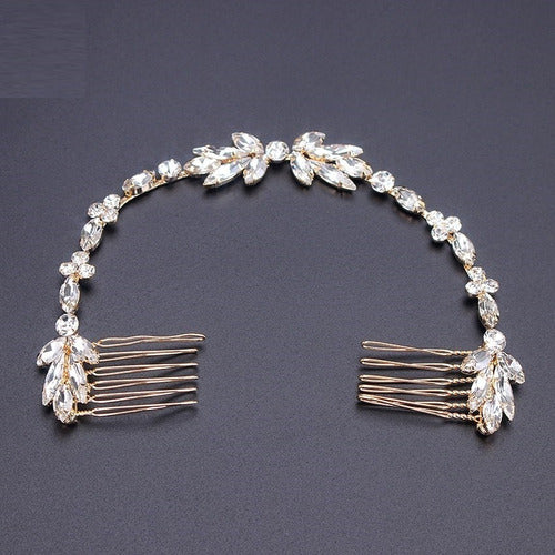 Tiara Headband Testeira Arranjo Noiva Strass Prata Dourada