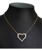 Colar Coração Com Pedra De Zirconia Dourado Folheado A Ouro