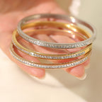 Pulseira Bracelete Prata Dourada Aço Inoxidável Zirconia