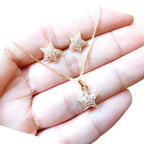 Conjunto Colar E Brinco Pedra Zirconia Estrela Banhado Ouro