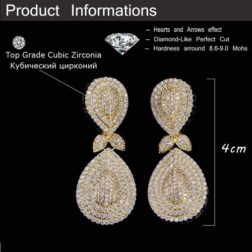 Brinco Noiva Zirconia Dourado Pendurado Festa Debutante Gota